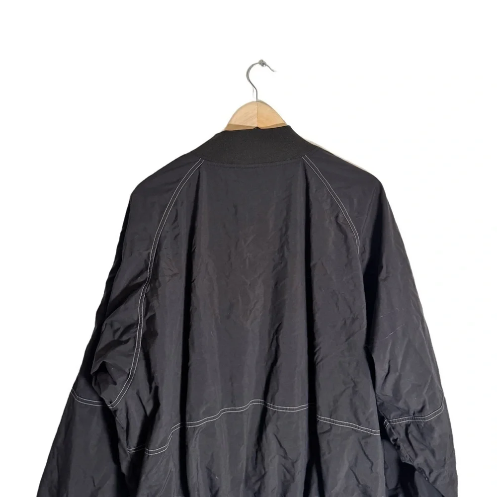 Vintage Nike Men's XL Bomber Jacket Black Striped 90s Y2K Skater Snap Grunge - Picture 5 of 7